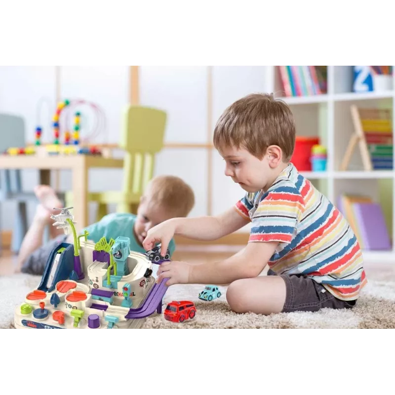 Spielzeug-Rennbahn-Set Extralink TOYS — intelligentes Autospielset, modulare Streckenteile, batteriebetriebene Fahrzeuge