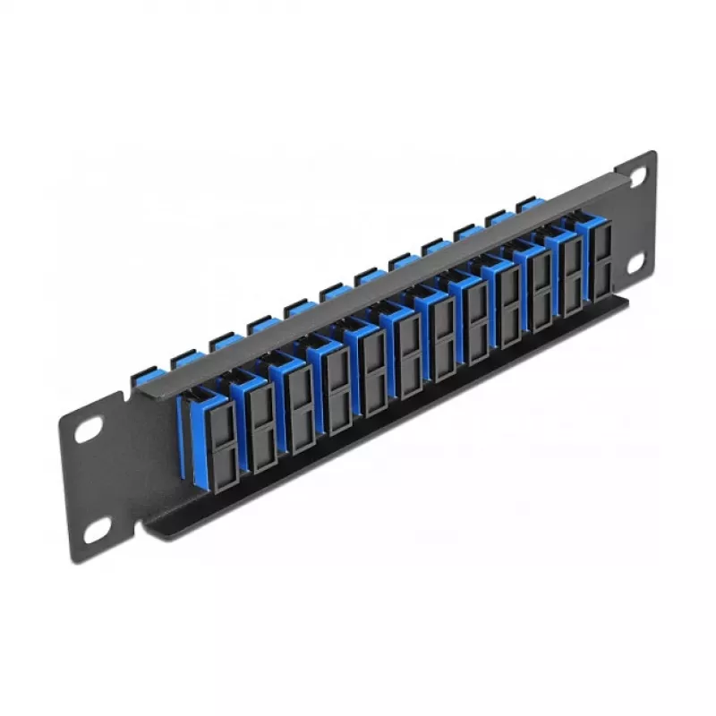 Glasfaser-Patchpanel DeLOCK 10 Zoll 12 Port SC Duplex blau 1U schwarz
