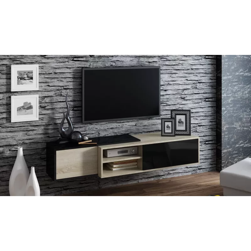 Cama TV-Schrank SIGMA1 180 Sonoma-Eiche/schwarz glänzend