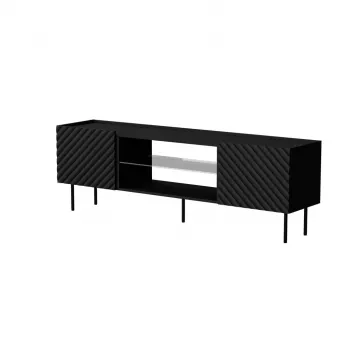 TV-Schrank cama meble LUCCA 180x40x59 cm, schwarze Spanplatten-Oberseite, schwarzer Rahmen