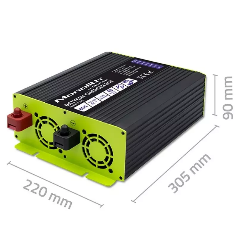 Batterieladegerät QOLTEC 51918 80A 12V – Ladegerät für LiFePO4, AGM, GEL, SLA Batterien