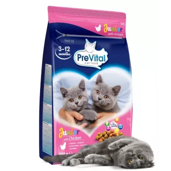 Trockenfutter für Katzen PREVITAL Junior Chicken 950 g — Kroketten für Kätzchen, 35 % Protein, 12 % Fett
