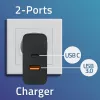 Qoltec 52380 Super Quick PD-Ladegerät | 1xUSB-C | 1xUSB | 65W | 5-20V | 1,5-3,25A | Schwarz