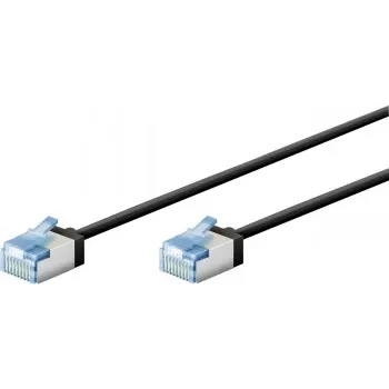 Goobay Ultra-Flexibles CAT 6A Patchkabel schlank U/FTP schwarz - extra-kurzer Stecker (74316)