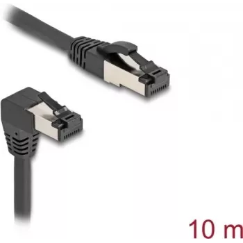 Netzwerkkabel DeLOCK RJ45 Cat.8.1 90° nach unten abgewinkelt / gerade 10 m schwarz