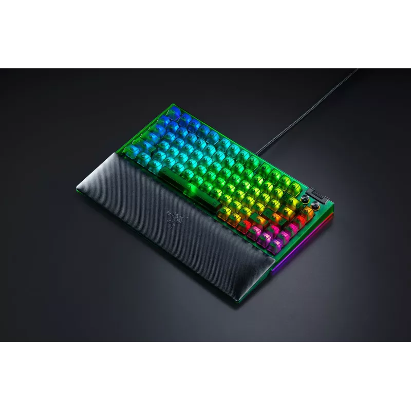 Mechanische Gaming-Tastatur Razer SchwarzWidow V4 75% — Kabelgebunden US-Layout, Phantom Grün Edition, taktile mechanische Razer-Schalter