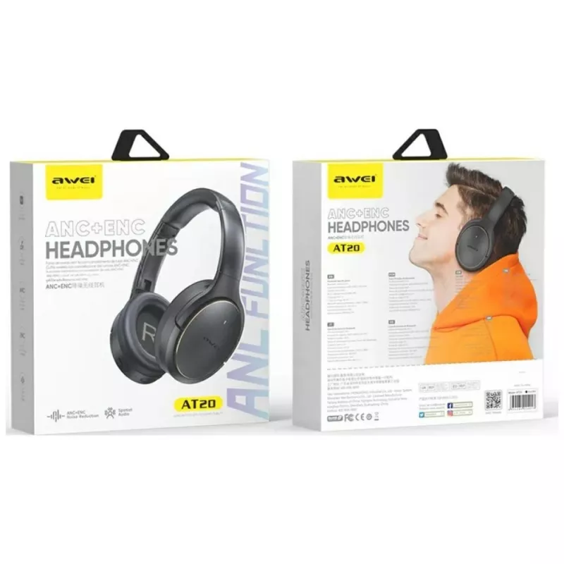 Kopfhörer Awei Bluetooth AT20 ANC ENC 6.0 — kabellos, Over-Ear mit ANC und ENC, Bluetooth 6.0