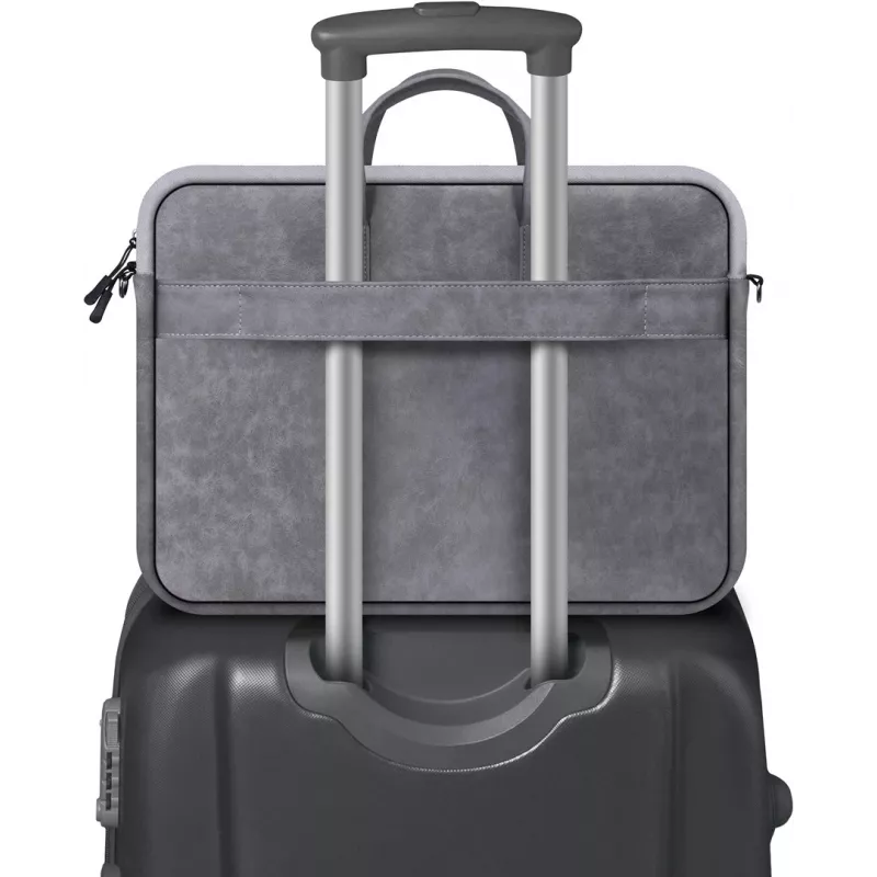 Toploader-Tasche DEFENDER Solid für 15,6-Zoll-Laptops, Polyurethan, grau, Tragegriff, abnehmbarer Schultergurt