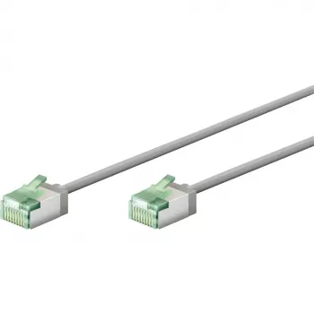 Goobay Ultra-Flexibles CAT 8.1 Patchkabel schlank U/FTP Grau - extra-kurzer Stecker 99,9% (74345)
