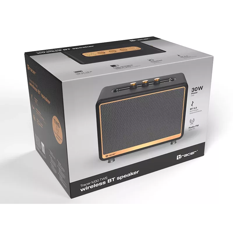 Tragbarer Stereo-Lautsprecher Tracer M30 TWS BT Schwarz, Gold