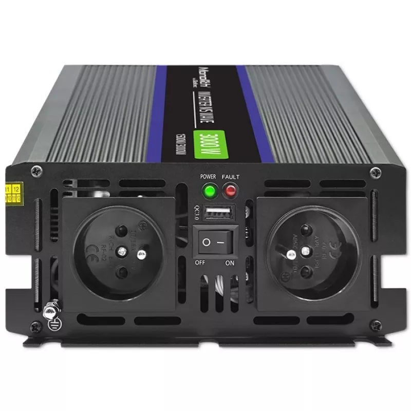 Wechselrichter QOLTEC Monolith 3000 MS Wave, 12V→230V, 1500/3000W, mit USB