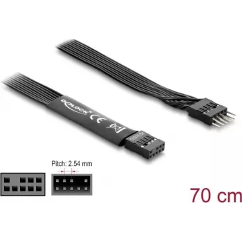 Parallelkabel DELOCK 86058, 9-polig auf 9-polig, Länge 0,7 m, schwarz