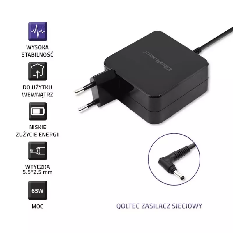 Qoltec 51745 Netzteil/Wechselrichter Indoor 65 W Schwarz