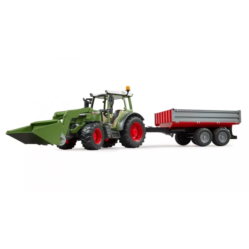 Spielzeugtraktor BRUDER Fendt Vario 211 mit Frontlader und Seitenanhänger