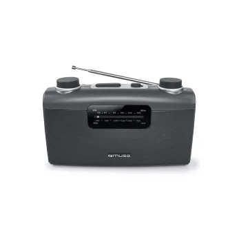 Tragbares Radio Muse M-058 R — AM/FM, Drehregler-Lautstärkeregelung, Batterie- oder Netzbetrieb (230V, 50Hz), Schwarz/Grau