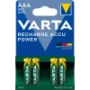 VARTA HR03 AAA Akku Power 800 mAh 56703 Wiederaufladbare Batterien 4 Stück Grün