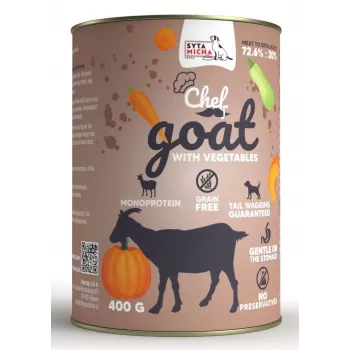 SYTA MICHA Chef Ziege mit Gemüse Nassfutter für Hunde 400 g – getreidefrei, glutenfrei, 82,1 % Feuchtigkeit
