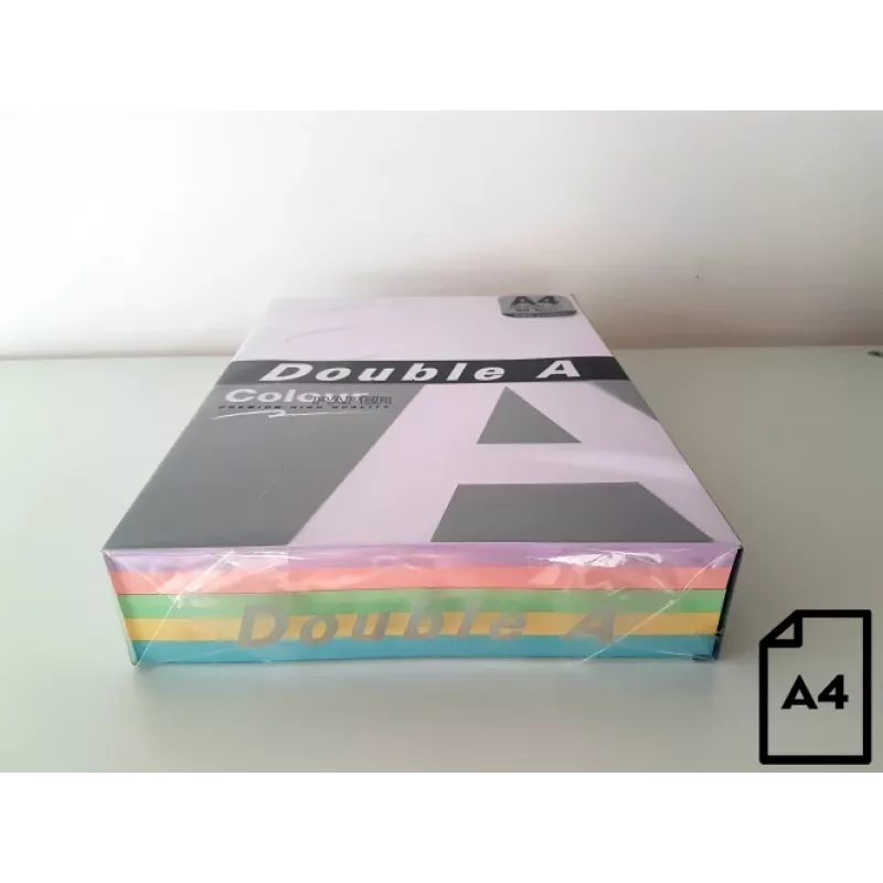 Farbiges Papier Double A, 80 g, A4, 500 Blatt, Rainbow 3, 5 Farben