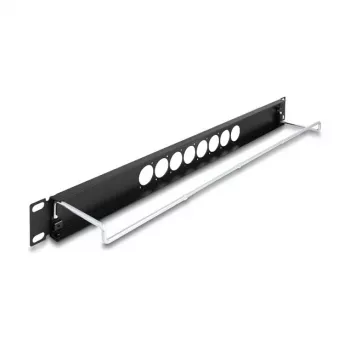 DeLOCK 67060 19-Zoll D-Typ Patchpanel mit Zugentlastung, 8 Ports zentriert, 1HE, schwarz