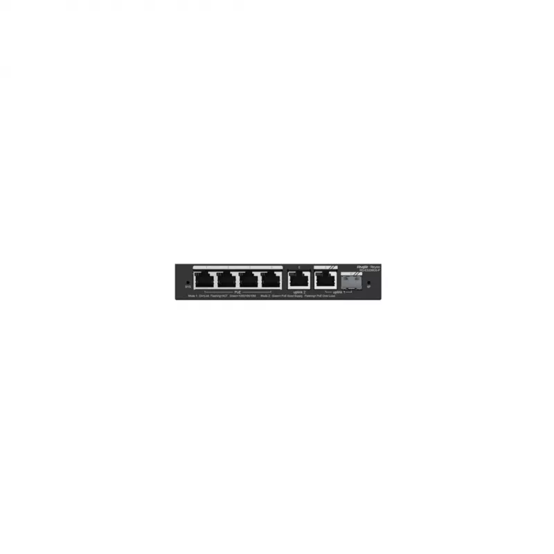 Managed PoE Switch RUIJIE RG-ES206GS-P — L2, 6x Gigabit RJ-45, 1x SFP, 4 PoE-Ports (54 W Budget), 12 Gbit/s, Cloud-verwaltet