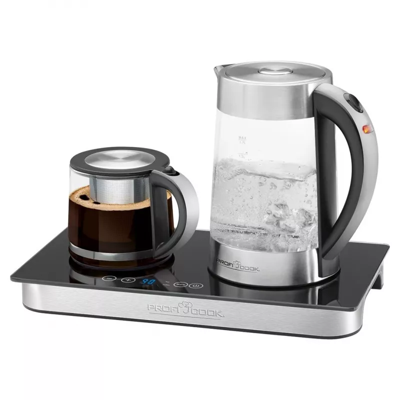 ProfiCook PC-TKS 1056 Wasserkocher 1,7 L Schwarz, Edelstahl, Transparent