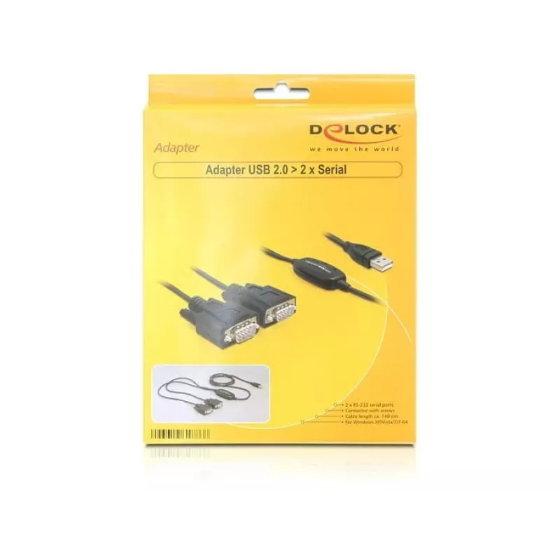 Serielles Kabel DeLOCK 2x RS232/USB 2.0 Schwarz 61886