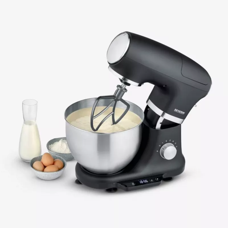 Küchenmaschine Severin KM 3898 1000 W 5,5 L Schwarz Gebürsteter Stahl Silber