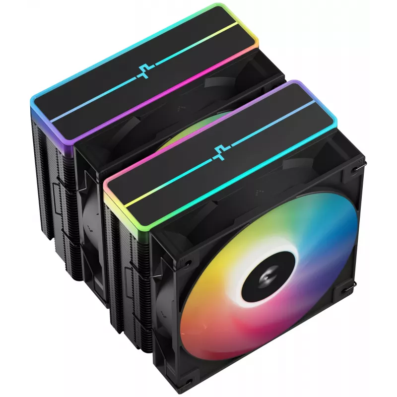 Luftkühler DeepCool AG620 BK ARGB V2 — 120 mm Doppellüfter, 6 Heatpipes, LGA 1700/AM4/AM5-Unterstützung, schwarz