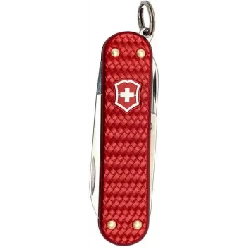 Taschenmesser Victorinox Classic SD Precious Alox Iconic Red — kompaktes Schlüsselanhänger-Multitool, kleine Klinge, Schere, Nagelfeile