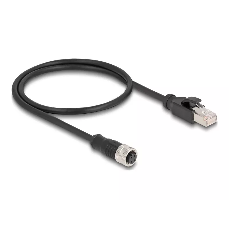 DeLOCK M12 Adapterkabel D-codiert 4-polig Buchse auf RJ45 Stecker 50 cm