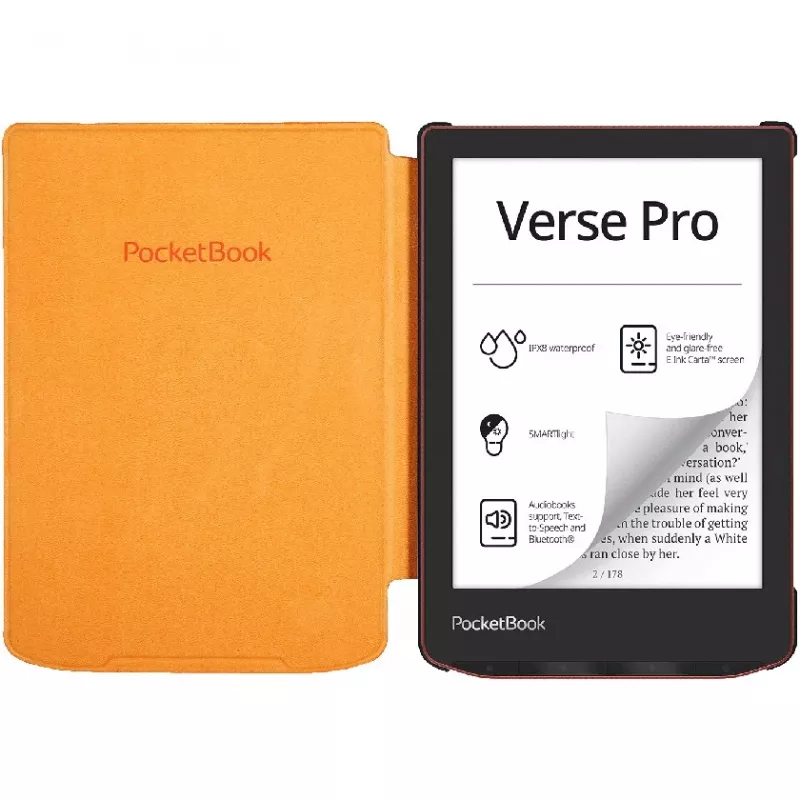 Folio-Hülle für 6-Zoll-E-Book-Reader PocketBook Shell — orange, 112×160×12,5 mm, 0,0765 kg