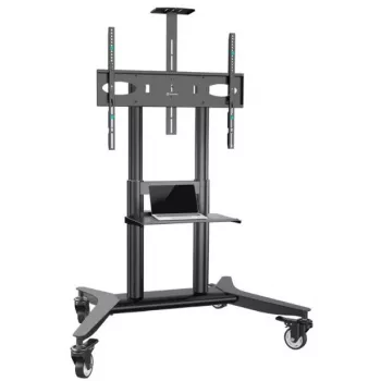 Mobiler TV-Ständer ONKRON TS1871-B für 55–90 Zoll Fernseher, Schwarz, Höhenverstellbar, Rollen