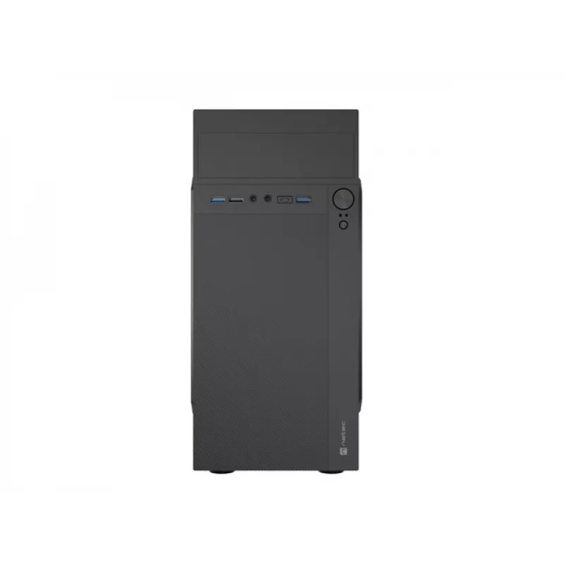 PC-Gehäuse NATEC Helix Mini Tower Schwarz — microATX/Mini-ITX, 3×3,5 Zoll + 5×2,5 Zoll, 33 cm GPU, USB-C/USB-A Anschlüsse