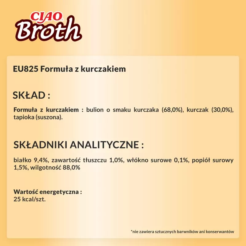 Nassfutter für Katzen INABA Ciao Broth Chicken 40 g Beutel — fleischige Flüssigkeit, getreidefrei, gluten‑ und sojafrei