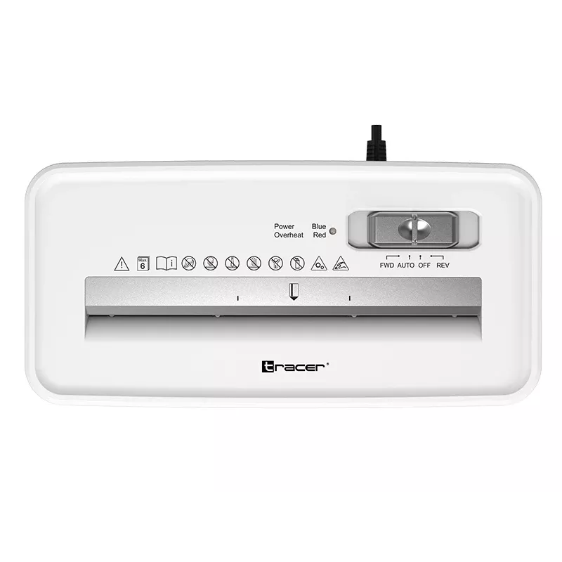 Aktenvernichter TRACER Tracer 47584 — Kreuzschnitt 6 mm, bis zu 5–6 Blatt, 10 L Behälter, weiß