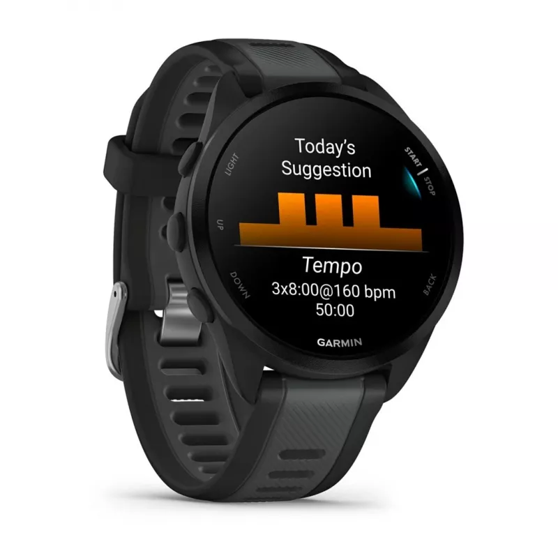 Garmin Forerunner 165 Music - Schwarz - Sportuhr mit Armband - Silikon - Schiefergrau - Handgelenkumfang: 126–203 mm - Anzeige 3 cm (1.2) (010-02863-30)