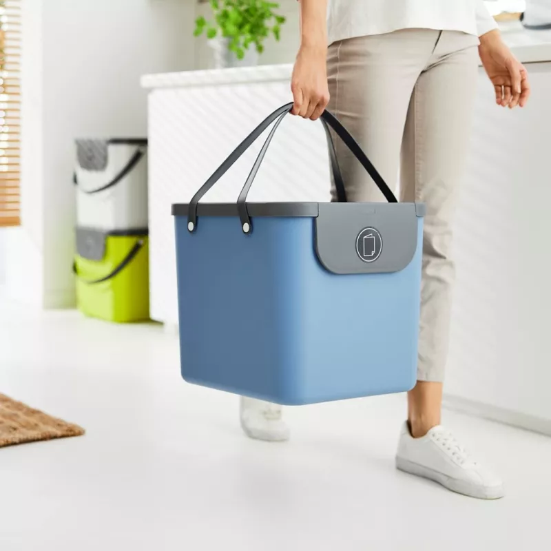 Plastik-Aufbewahrungsbox rotho Albula 40 L rechteckig, blau, 40 L Fassungsvermögen, Aufhängeloch, 400×358×340 mm