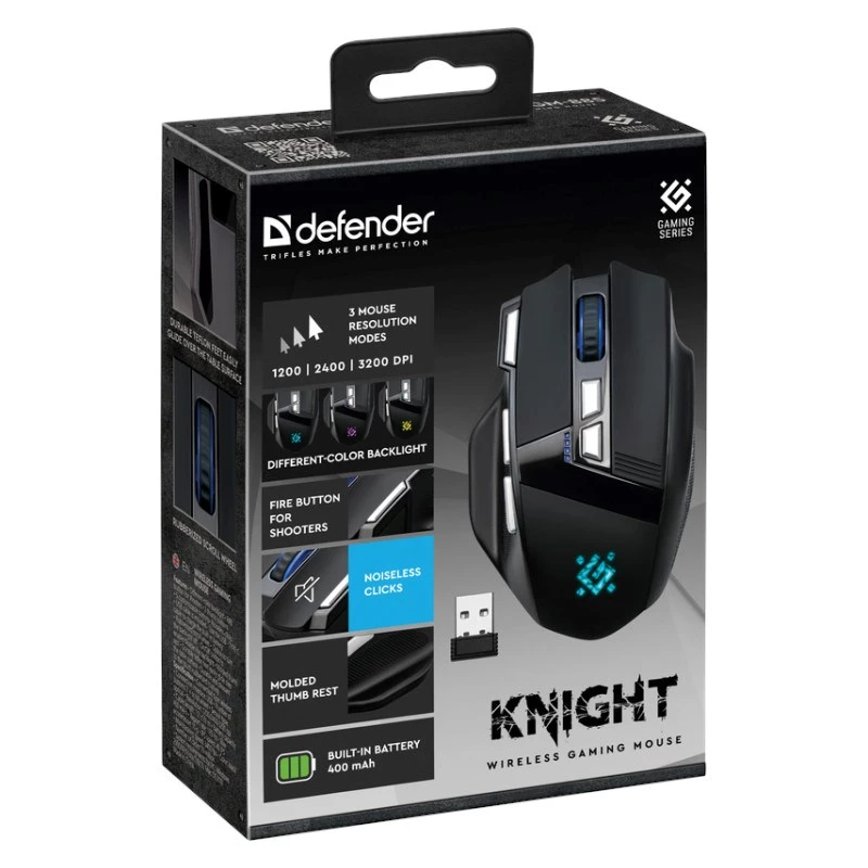 Maus DEFENDER GM-885 KNIGHT RF WIRELESS 3200dpi 8P Schwarz