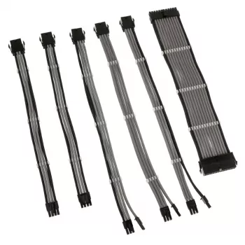 Geflochtenes Kabelverlängerungsset Kolink Core Adept – 6‑teilige Netzteil- und Mainboard-Verlängerungen, PET-Ummantelung, Kupferleiter, Längen 300–350 mm