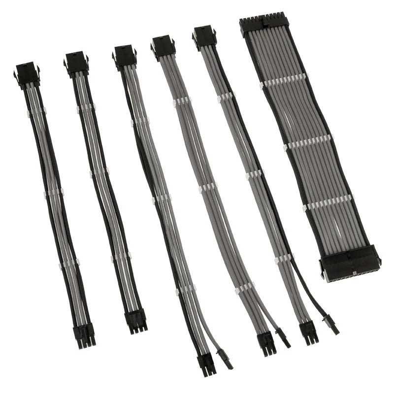Geflochtenes Kabelverlängerungsset Kolink Core Adept – 6‑teilige Netzteil- und Mainboard-Verlängerungen, PET-Ummantelung, Kupferleiter, Längen 300–350 mm