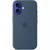 Silikon Hülle Apple iPhone 16 MagSafe Denim Hülle Blau 6.1 Zoll