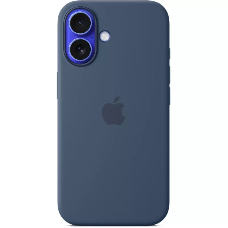Silikon Hülle Apple iPhone 16 MagSafe Denim Hülle Blau 6.1 Zoll