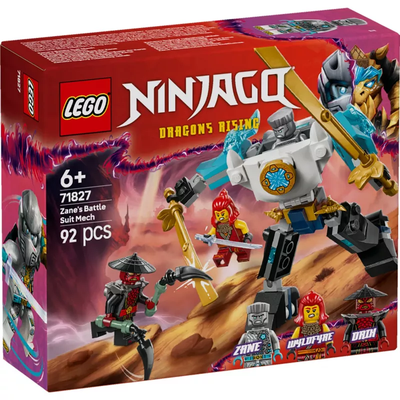 LEGO NINJAGO Set 71827 Zanes Kampfanzug-Mech, 92 Teile, 2 Minifiguren, Höhe 100 mm, Alter 6+