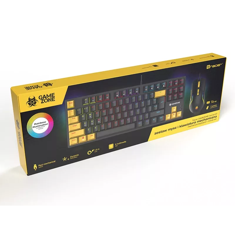 Tracer HORNET 87 Tastatur Maus inklusive Gaming USB QWERTY Englisch Schwarz, Gelb