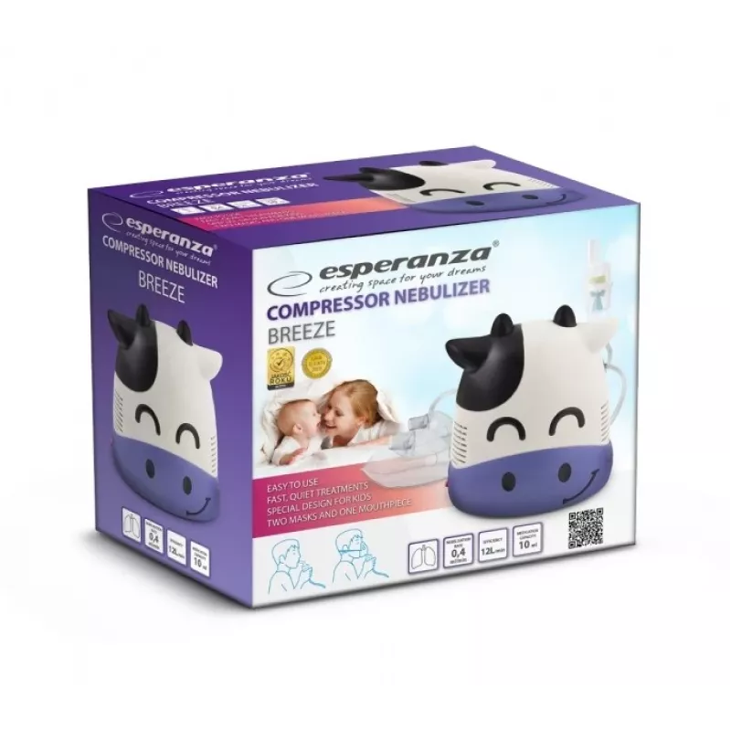 Kompressorvernebler Esperanza ECN001 Kompressor-Inhalator, 220 V, Partikelgröße 0,5–10 μm, Sprühmenge 10 ml, lungengängiger Anteil ≥70 %