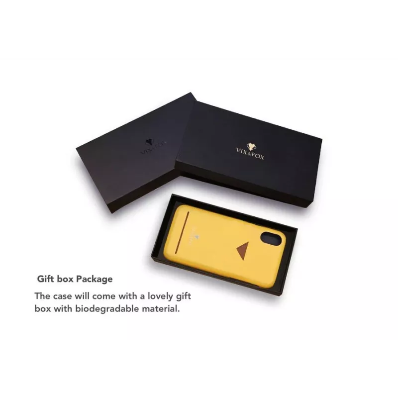 Kartenfach-Hülle VixFox für iPhone XR, senfgelb, schlanke Schutzhülle mit Kartenfach