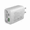CANYON Ladegerät OnCharge 65RC mit integriertem USB-C-Kabel 65W, 1x PD, 1x QC, EU-Stecker, Weiß