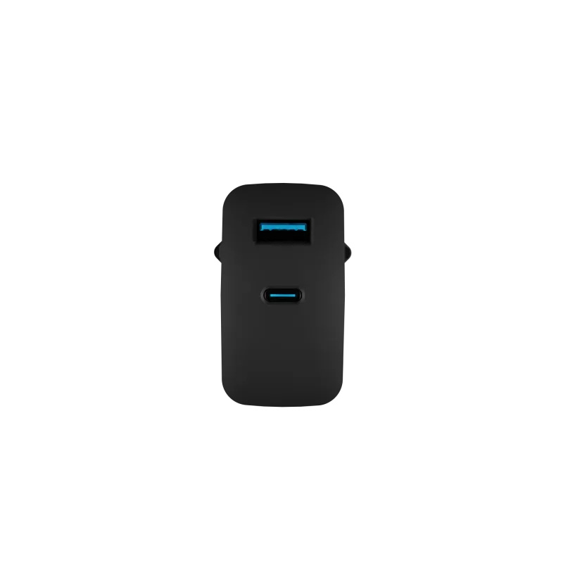 Kabelgebundes Mobilgeräte-Ladegerät NATEC NUC-2143, 45 W, USB-C PD 3.0 + USB-A QC 3.0, 110–240 V, Schwarz