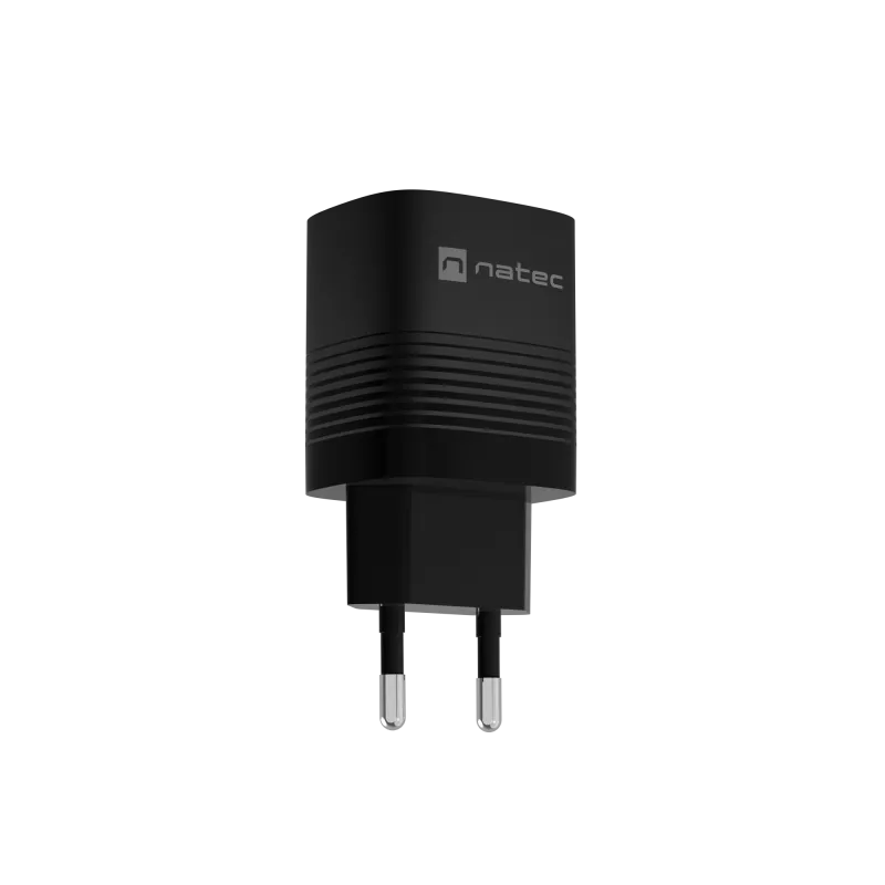 NATEC kabelgebundenes Ladegerät für Mobilgeräte NUC-2141, 30W, USB-C PD 3.0 + USB-A QC 3.0, 110–240V, schwarz