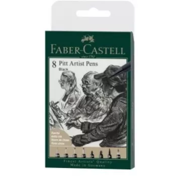 Faber-Castell Pitt Artist Pen 167158, Schwarz, 8 Stück